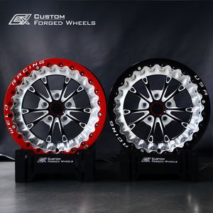 Jantes Beadlock Forgées 5x114.3 5x120 17x10 18x10 Rouge & Noir Finition Usinée Personnalisée en Alliage d'Aluminium pour Supra Mustang Corvette - Product Image 2