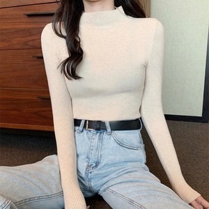 เสื้อสเวตเตอร์คอเต่าแขนยาวลำลองเสื้อถักแบบสวมหัวคอเต่าเข้ารูปแบบเกาหลีเสื้อถัก - Product Image 2