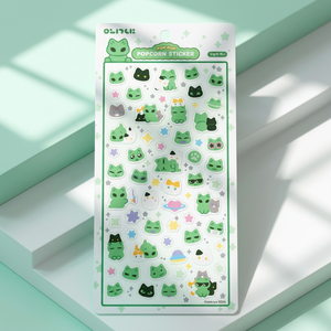 [Woeknya] 3D Popcorn <b>Stickers</b> Korean Waterproof PVC Material UV Printed Cute Alien Cat Kawaii <b>Sticker</b> Sheet Diary Planner Laptop - Product Image 3