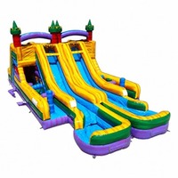 Parcours d'obstacles gonflable FAN BOUNCE Euro Marble Double Dash Splash en PVC pour l'extérieur