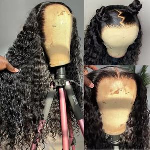 Raw Indian Water Wave <b>Wig</b> 30 Inch Curly Water Wave Full <b>Lace</b> Human Hair <b>Wig</b> 180 Density 13X6 Wave <b>Lace</b> <b>Front</b> <b>Wigs</b> - Product Image 4