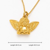 Collar de Acero Inoxidable Chapado en Oro PVD de 18K al por Mayor en Stock, Colgante de Ángel, Joyería de Moda para Mujer