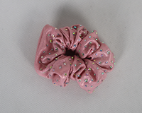 Scrunchie Rambut Berhias Rhinestone Biru Glitter AB untuk Kompetisi Tari Cheerleading dan Aksesoris Rambut Sehari-hari
