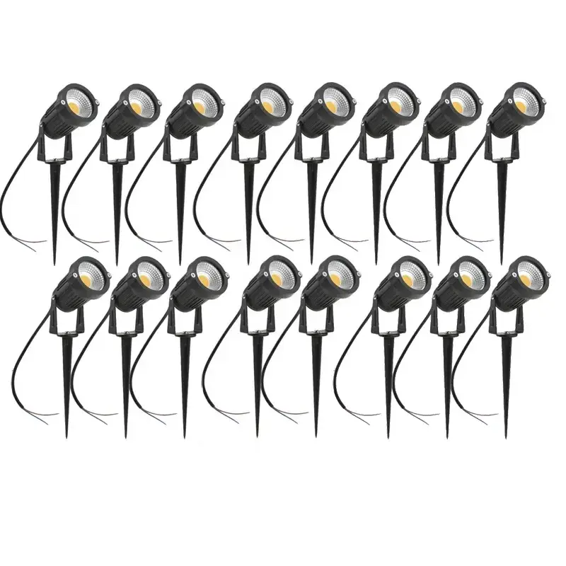 6-16 Stuks Buiten Ip65 Led Tuin Gazon Licht 5W 10W Spike Landschap Lamp Dc 12V Pad Lamp Warm Wit Groene Vlek Lichten 220V 110V