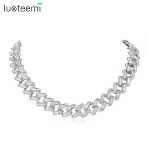JINSE lujo Bling Cubic Zirconia hombres cadena cubana Collar para niño Punk <span class=keywords><strong>calle</strong></span> moda joyería collares - Product Image 1