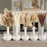 Fleurs séchées naturelles du fabricant, mélange de pampas, queue de lapin, eucalyptus, blanc, marron, beige, décoration bohème pour vase, réutilisable