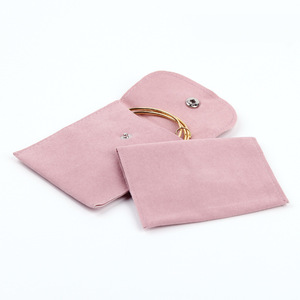 Custom Logo Microfiber Snap Button Jewelry Pouch <b>Envelope</b> Storage Bag For Ring Earring Necklace <b>Gift</b> Packaging - Product Image 3