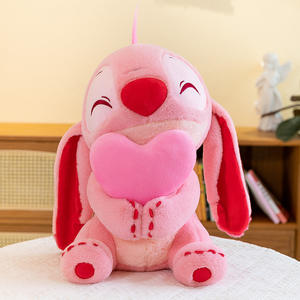 Peluche mignonne tenant un cœur, bleu/rose, Stitch, jouet en peluche, dessin animé, assis, Lilo, <span class=keywords><strong>couple</strong></span> amoureux, coussin, cadeau de la Saint-Valentin, poupée pour les filles - Product Image 6