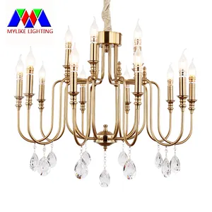Illuminazione Vintage in metallo placcato oro cristallo per camera da letto moderna lampada a sospensione a sospensione lampadari a LED