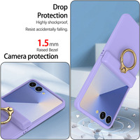 Coque de téléphone antichoc pliable pour Samsung Galaxy Z Flip 8 7 6 5, en PC, avec anneau métallique et support anneau au design métallique