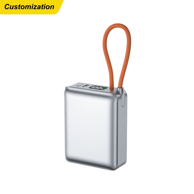 Built-in USB-C Cable 22.5W Dual Fast Charging Power Bank Mini Aluminum Housing 10000mAh Large Full Capacity Accept Custom Order