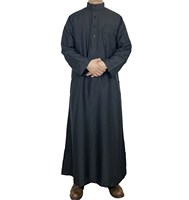 Thobe Pria Muslim Gaya Qatar Dengan Kerah Tegak, Pakaian Tradisional Etnis Islami Timur Tengah, Pakaian Panjang Pria Muslim