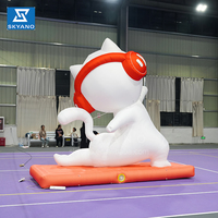 Chat de dessin animé gonflable pratiquant le yoga Gonflable 3D Dessin animé Poupée Publicité sculpture