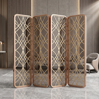 Paravent décoratif pliable en acier inoxydable découpé au laser sur mesure, séparateur de pièce pliable avec motif en grille pour intérieur de luxe