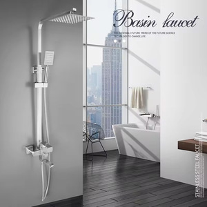 Ensemble de douche carré Bingtao en acier inoxydable 304, finition Dark Armor, robinet surpresseur pour salle de bain - Product Image 2