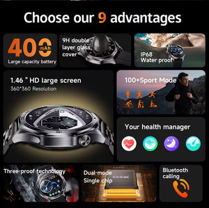 Montre connectée AK83 1,46 pouces, appels Bluetooth, plus de 100 modes sportifs, suivi de la fréquence cardiaque, assistant vocal, 400 mAh, étanche IP68, montre de sport d'extérieur - Product Image 5