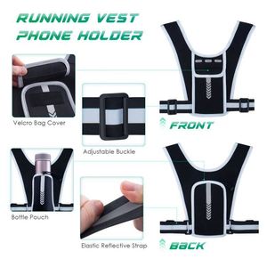 Athletic Fitness Outdoor Sport Phone Holder Reflective Running Vest with <b>Water</b> Bottle <b>Pouch</b> - Product Image 5