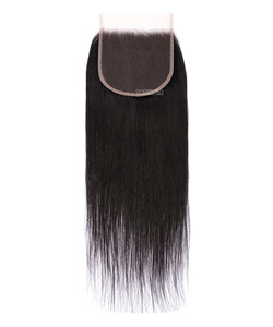 Venta al por mayor de extensiones de cabello humano de visón brasileño 4x4 de tejido recto Remy máquina de pelo de doble trama parte libre de pelo crudo de la cutícula - Product Image 2
