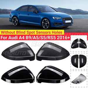 2 pièces Coques de rétroviseurs latéraux noires pour Audi A4 B9 S4 A5 S5 RS5 2017 2018 2019 2020 Noir brillant/Fibre de carbone - Product Image 1