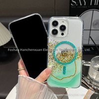 Casing Ponsel Akrilik Magnetik Marmer Platinum Glitter dengan Tepi Lunak dan Bagian Belakang Keras untuk 18 Pro Max, Tebal dan Diperkeras