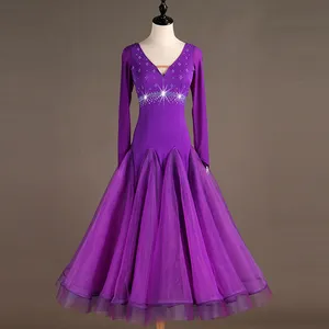 DB19009 new coming custom ladies Purple professional dance costumes ballroom dance dress