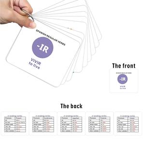 Cartes d'apprentissage populaires pour verbes réguliers et verbes à affixes, avec anneau métallique, tableaux de verbes AR/ER/IR pour étudiants et débutants - Product Image 6