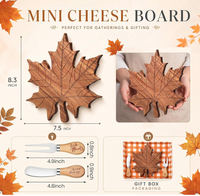 Ensemble de planches à charcuterie en bois d'acacia en forme de feuille d'érable, écologiques, de qualité alimentaire, pour un cadeau de fête de Thanksgiving