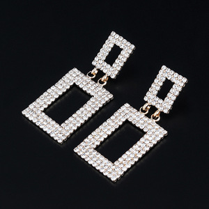 Pendientes de Moda Europeos y Americanos con Pedrería, Diseño Cuadrado Hueco, Geométricos y Refinados, Modelo <span class=keywords><strong>E608</strong></span> - Product Image 4