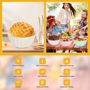 5 Inch Food Grade <b>Silicone</b> Non-Stick Proofing Basket for Mold Dough Rising Proofer Bowl Baking Oven Safe Dishwasher Safe - Product Image 4