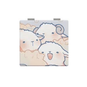 กระจกแต่งหน้าผู้หญิงพับได้สองด้านลายการ์ตูนน่ารักแบบพกพากระจกแบบฝาพับสี่เหลี่ยมแบบพกพา - Product Image 1