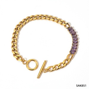 18K Gold Stainless Steel Cuban <b>Chain</b> Bracelets Chunky Miami <b>Chain</b> <b>Iced</b> <b>Out</b> Zircon Bracelet for Women - Product Image 5