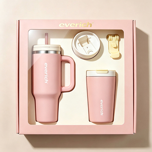 Wholesale Modern Stainless Steel Insulated Tumbler <strong>Set</strong> 40oz Handle Tumbler + 14oz <strong>Coffee</strong> <strong>Mug</strong> Multiple Lids for Custom Business - Product Image 5