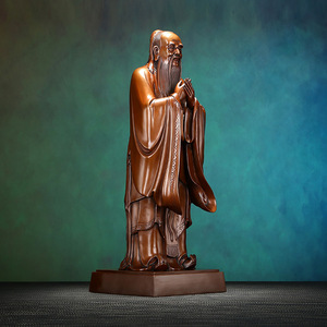 Figura de Confucio de bronce Copper World, estatua artesanal de pie, decoración de oficina, regalo - Product Image 1