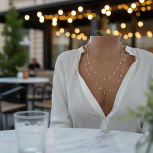 Rose Gold P.925K Sterling <b>Silver</b> Star Minimalist <b>Choker</b> Drop Necklace - Product Image 3