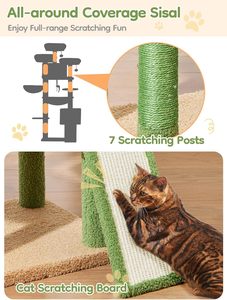 Cactus <b>Cat</b> Tree Multi-Level Indoor <b>Cat</b> Tower with 2 Widened Plush Perches Big Condo <b>Scratching</b> <b>Board</b> - Product Image 2