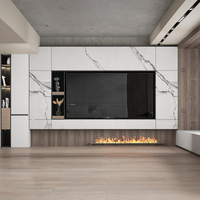 Meuble TV flottant rustique en bois naturel brun foncé, console multimédia et table basse, ensemble moderne pour la maison et le bureau