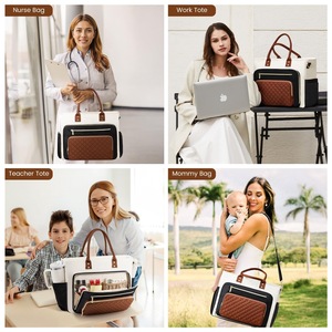 Nuevo en Stock: Bolso de Mano de Poliéster para <span class=keywords><strong>Mujer</strong></span> con Cierre, Portavasos Grande, Bolso para Enfermeras, Maletín para Portátil, Gran Capacidad - Product Image 2