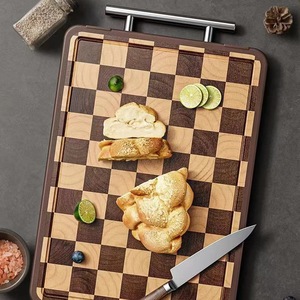 เขียงทำจากไทเทเนียมและไม้มะเกลือดีไซน์ใหม่สำหรับใช้ในครัวเขียงสองด้านมีด้ามจับโลหะ - Product Image 4