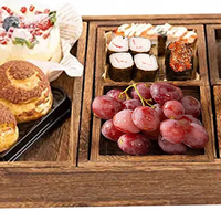 Plateau de service rectangulaire en bois pour fruits, collation et Dessert