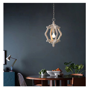 Colección <span class=keywords><strong>de</strong></span> Lámparas Colgantes <span class=keywords><strong>de</strong></span> <span class=keywords><strong>Madera</strong></span> Rústica Estilo Campestre Francés, Lámpara Colgante LED Vintage con Acabado Desgastado para Restaurante, Bar, Barra, B&B - Product Image 3