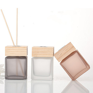 Luxury 150ml <strong>200ml</strong> 500ml Black Amber Frosted Custoom Reed <strong>Diffuser</strong> Glass Bottle with Wooden Lids square <strong>Aroma</strong> Fragrance Bottle - Product Image 6