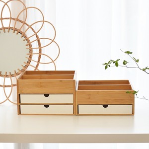 Bamboo Cosmetic <strong>Storage</strong> <strong>Box</strong> with Drawer &amp; Dividers Desktop Organizer for Jewelry, Aromatherapy, Hair <strong>Ties</strong> &amp; Skincare Products - Product Image 1