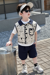 <strong>2026</strong> Kids <strong>Boy</strong> Summer Cotton Cartoon Print Short Set Children Outfits <strong>Boy's</strong> TEE + Shorts <strong>Garment</strong> - Product Image 6