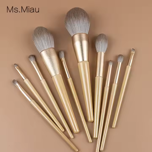Ensemble professionnel de 10 <span class=keywords><strong>pinceaux</strong></span> de maquillage pour le visage et les yeux, manche en bois beige <span class=keywords><strong>nude</strong></span>, poils synthétiques, pour estomper les couleurs et personnaliser la marque - Product Image 1