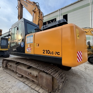 Excavatrice sur chenilles Hyundai R210 d'occasion d'origine coréenne, 20,6 tonnes, de taille moyenne, pour travaux de construction, avec moteur, boîte de vitesses et pompe à faible coût. - Product Image 2