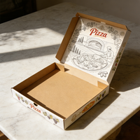 Boîte à pizza personnalisée avec logo, emballage alimentaire jetable en carton ondulé imprimé sur mesure, vente en gros pour restaurants
