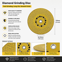 Disque diamanté brasé industriel à motif étoilé, double face, pour la découpe et le meulage de pierre, marbre, granit, compatible OEM