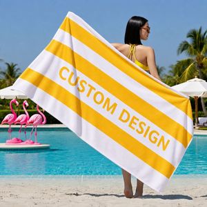 Yellow Stripe Custom <b>Microfiber</b> <b>Beach</b> <b>Towel</b> OEM - Product Image 1