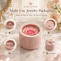 Boîte à bijoux en velours de luxe, boîte à bague en forme de rose, boîte cadeau pour demande en mariage, boîte d'emballage pour bijoux en velours rose avec logo personnalisé