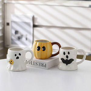 Wholesale Halloween Ceramic <b>Mug</b> <b>Cute</b> Ghost Face 3D Design 301-400ml Microwave Dishwasher Safe Customizable Color Logo Party Gift - Product Image 5
